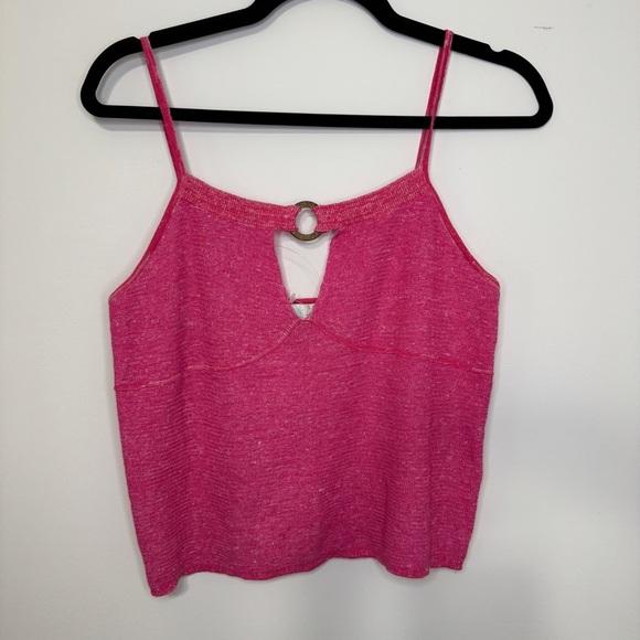 NWOT Free People Beach Pink Knit Ring Front Tank Top Size Large - Picture 1 of 10